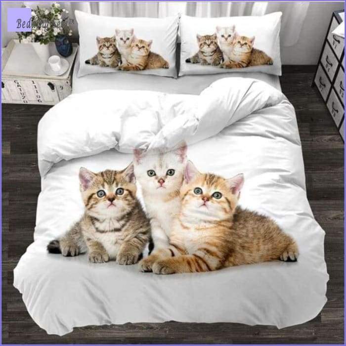 Stay positive with Cute Cartoon Cat Bedding Set - cat sheets queen –  Meowgicians™