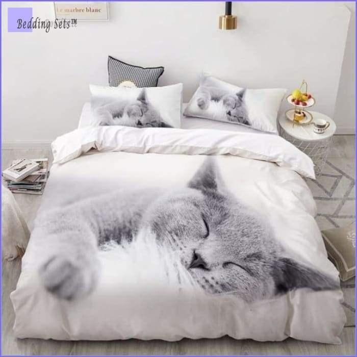 Stay positive with Cute Cartoon Cat Bedding Set - cat sheets queen –  Meowgicians™