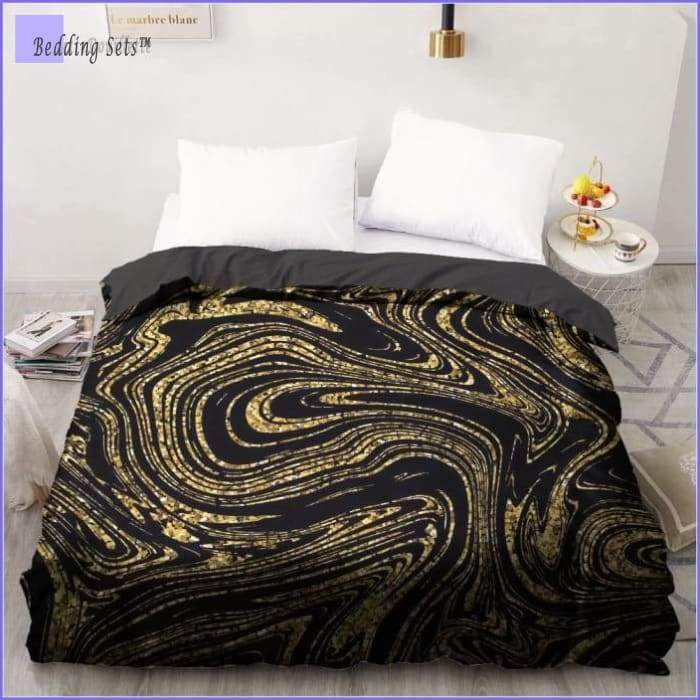 Marble Bedding Set - Golden Whirlpool - Bedding-Sets™