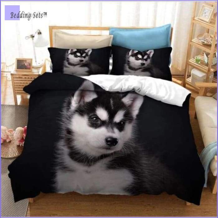 Black and White Puppy Bedding Set - Bedding-Sets™