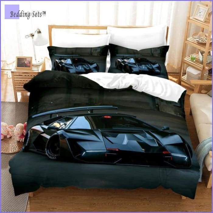 Black Racing Car Bedding