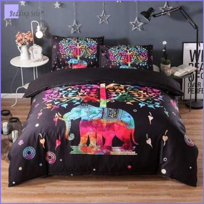 Boho Bedding Set - Multicolored Elephant