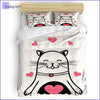 Cat & Hearts Bedding Set - Bedding-Sets™