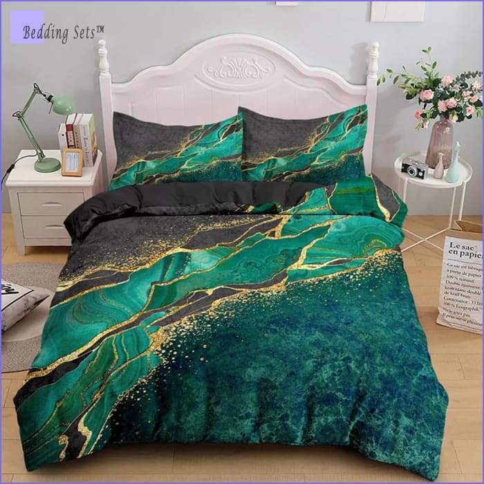 Marble Bed Set - Emerald - Bedding-Sets™