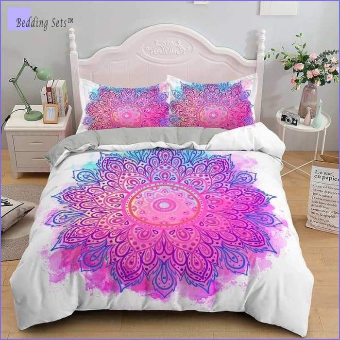 Sleepwish Bohemian Duvet Cover Set - Purple & Teal Mandala Pattern, Soft Microfiber (Twin)