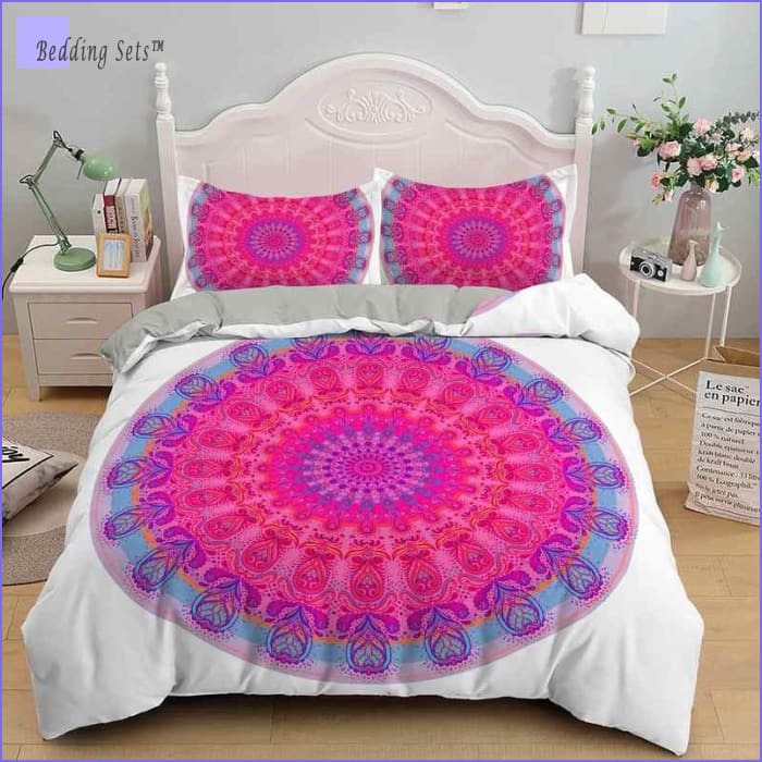 Mandala Bedding - Pink Peacock Feathers