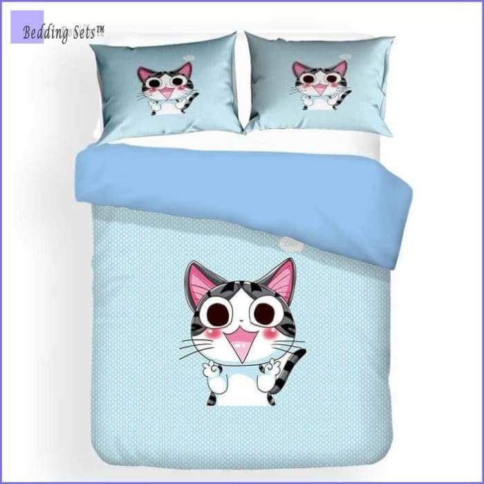 Manga Style Kitty Cat Bedding Set - Victory - Bedding-Sets™