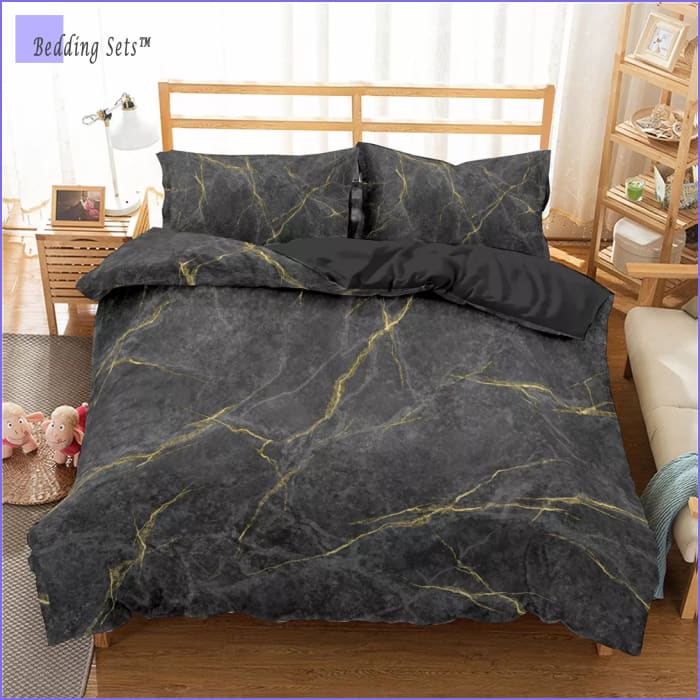Marble Bed Set - Raw Gold - Bedding-Sets™