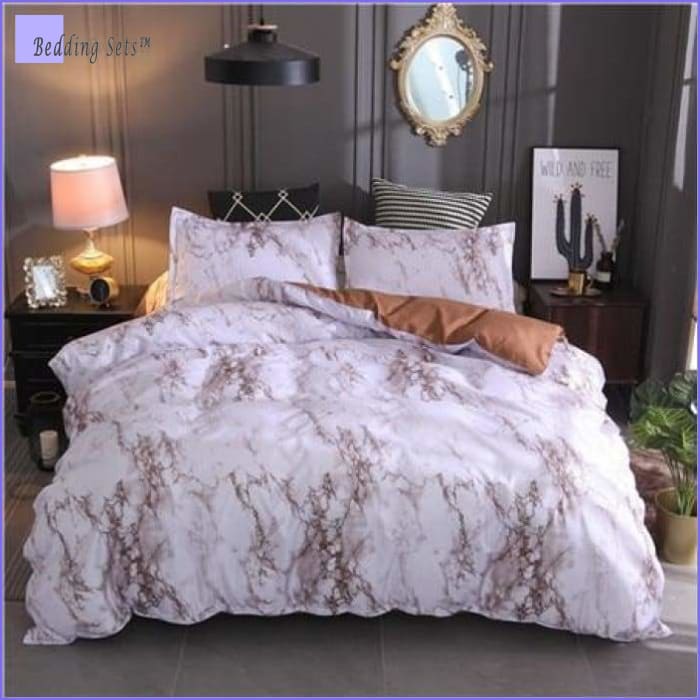 Marble Bed Set - Taupe Brown - Bedding-Sets™