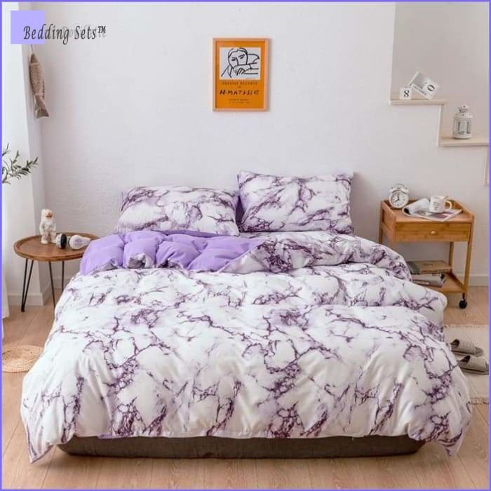 Marble effect Bedding Set Purple - Bedding-Sets™