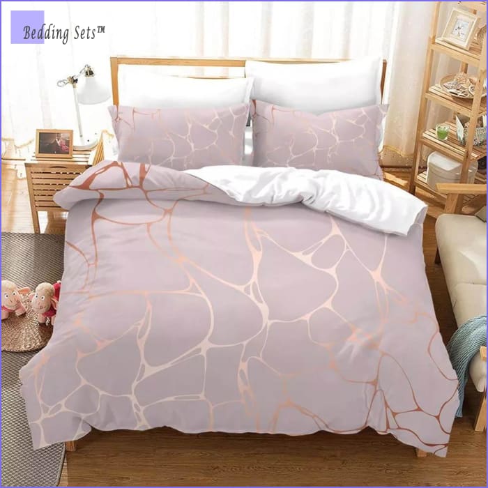 Pink & Gold Marble Bed Set - Bedding-Sets™