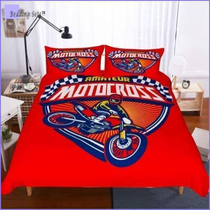 Red Moto Cross Bedding Set - Bedding-Sets™