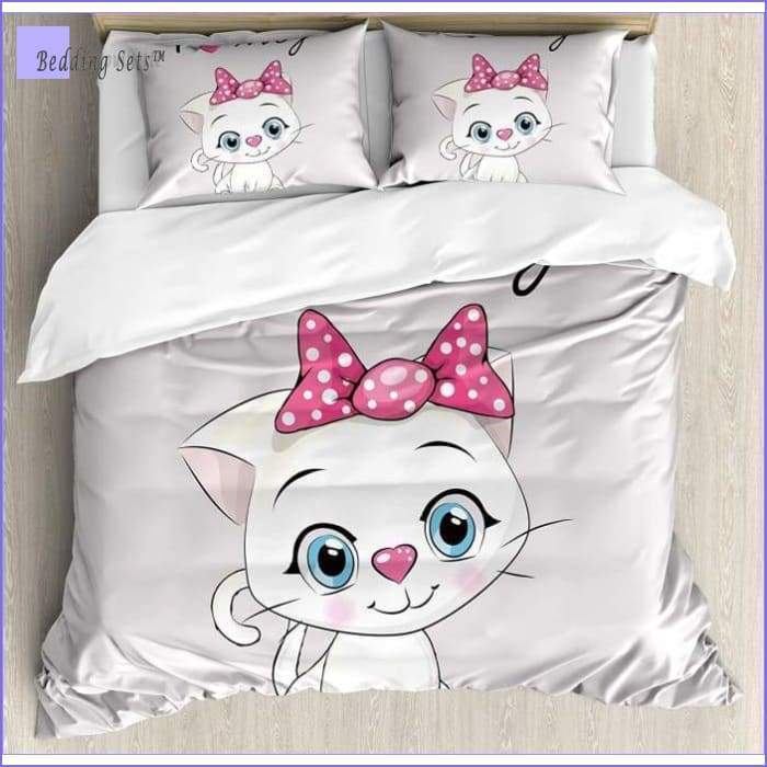 White Kitty Cat Bedding Set - Bedding-Sets™