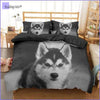Wolf Dog Bedding Set - Black & White - Bedding-Sets™